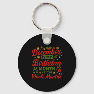 December Birthday Month Christmas Celebration Wint Keychain