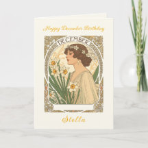 December Birthday Narcissus Illustration Art Nouve
