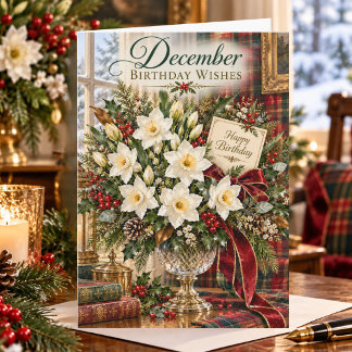 December Birthday Narcissus Winter Floral Birthday Card