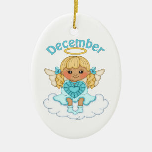 December Birthstone Angel Blonde Ceramic Ornament