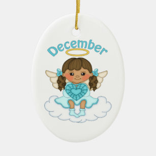 December Birthstone Angel Brunette Ceramic Ornament