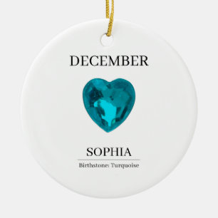 December Birthstone Birthday Name Turquoise Ceramic Ornament