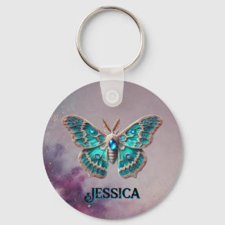 December Birthstone Keychain - Blue Zircon Moth 