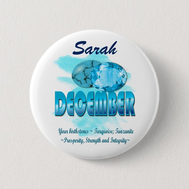 December Birthstone Picture and Meaning 2 Inch Round Button (Front)