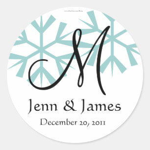 December Blue Snowflakes Monogram M Seal