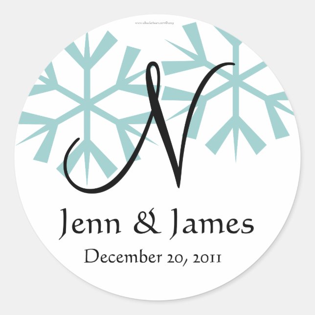 December Blue Snowflakes Monogram N Seal (Front)