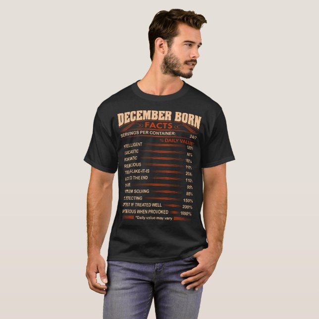 December Born Facts Servings Per Container Tshirt (Front Full)