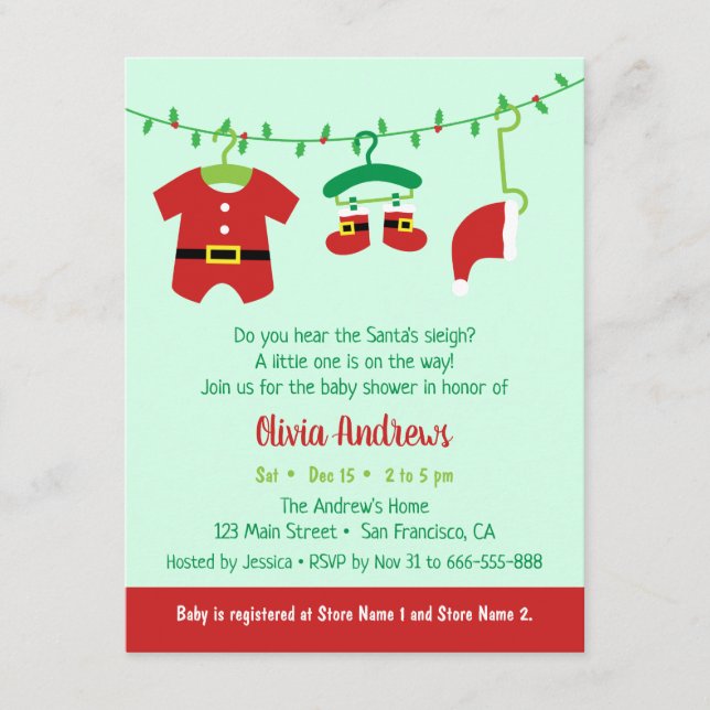 December Christmas Santa Baby Shower Invitations (Front)