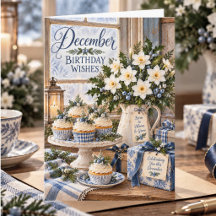 December Cupcake Birthday Winter Floral Birthday