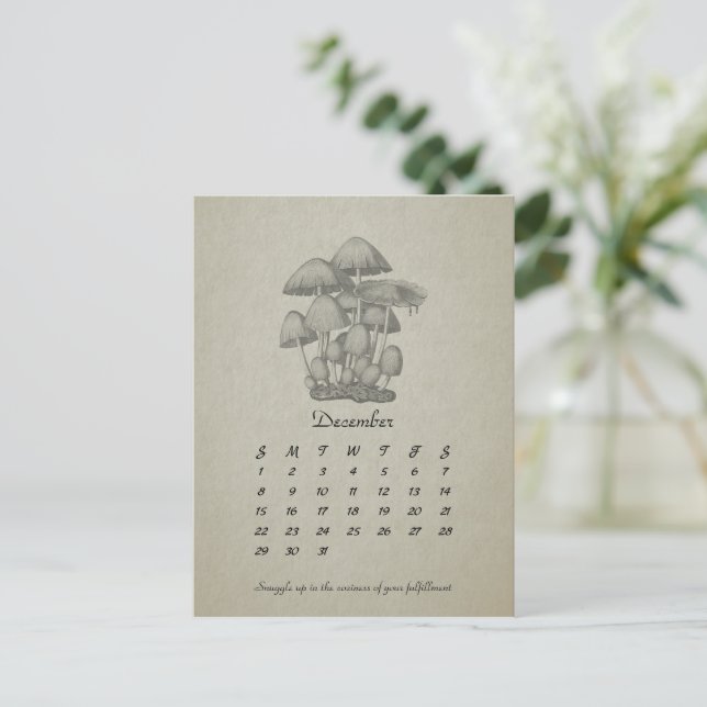 December Customizable Mushroom Vintage 2024 Card (Standing Front)