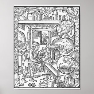 December, from the 'Almanach des Bergers', 1491 Poster