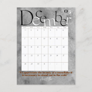 December Grey Modern Monthly Calendar 2025 Postcard