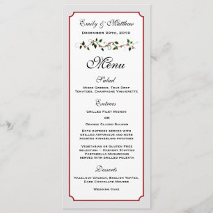 December Holiday Wedding Reception Menu Card