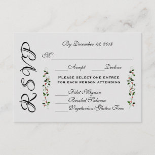 December Holiday Wedding RSVP Reply Response Menu