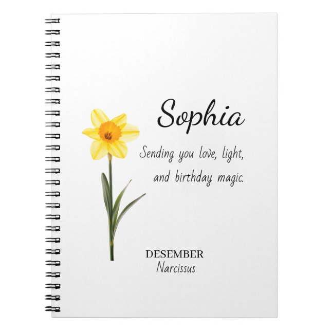 December Narcissus Personalized Birthday Notebook (Front)