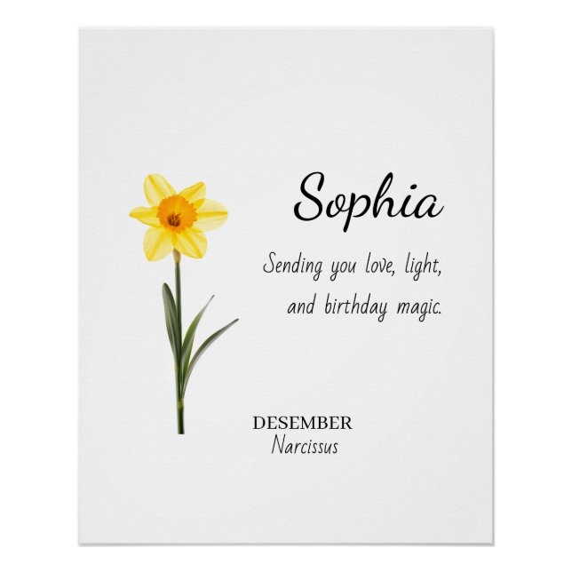 December Narcissus Personalized Birthday Poster (Front)