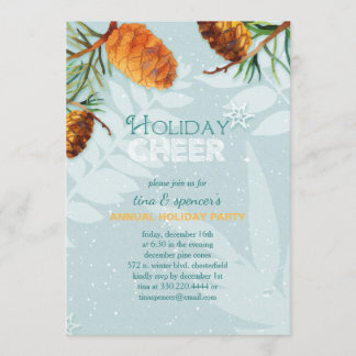 December Pine Cones Holiday Party Invitation
