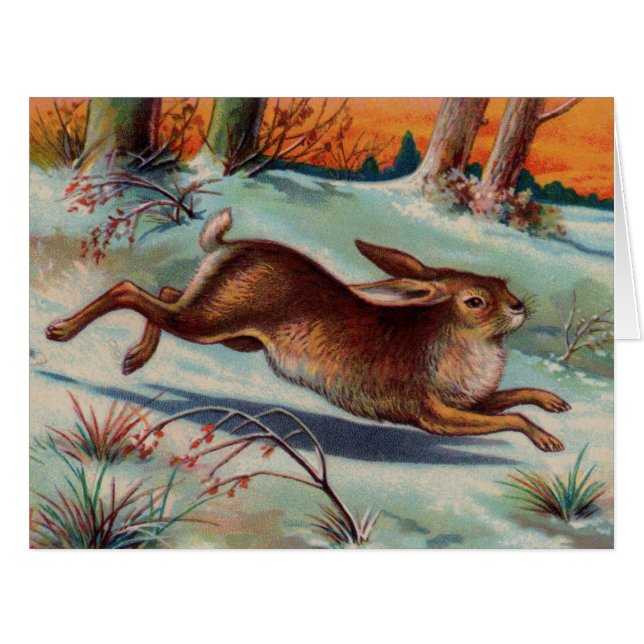 December Rabbit Big Greeting Card (Front Horizontal)