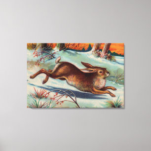 December Rabbit Wrapped Canvas Print
