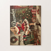 December Retro Christmas Blonde Pin-Up Girl