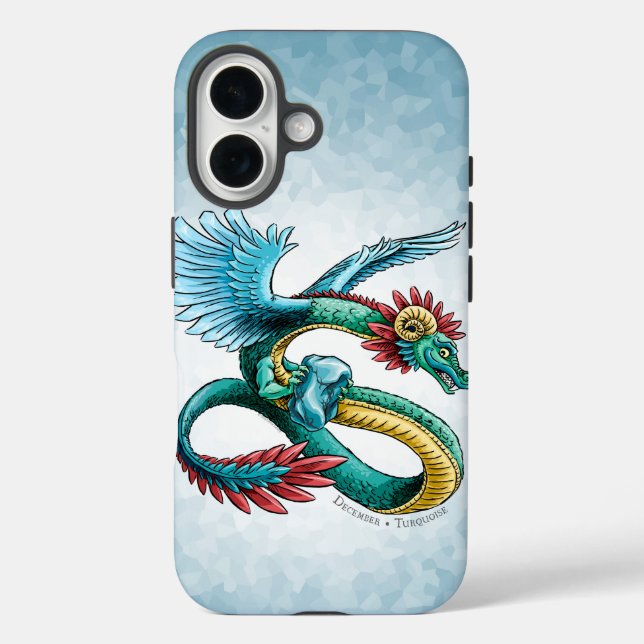 December’s Birthstone Dragon: Turquoise Case-Mate  Case-Mate iPhone Case (Back)