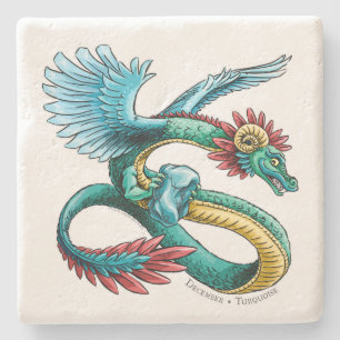 December’s Birthstone Dragon: Turquoise Stone Coaster
