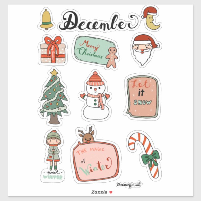 December Sticker Sheet - Snowman & Christmas Joy (Feuille)