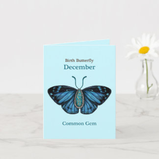 December Turquoise Common Gem Butterfly Art Card