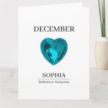 December Turquoise Personalized Birthday Card