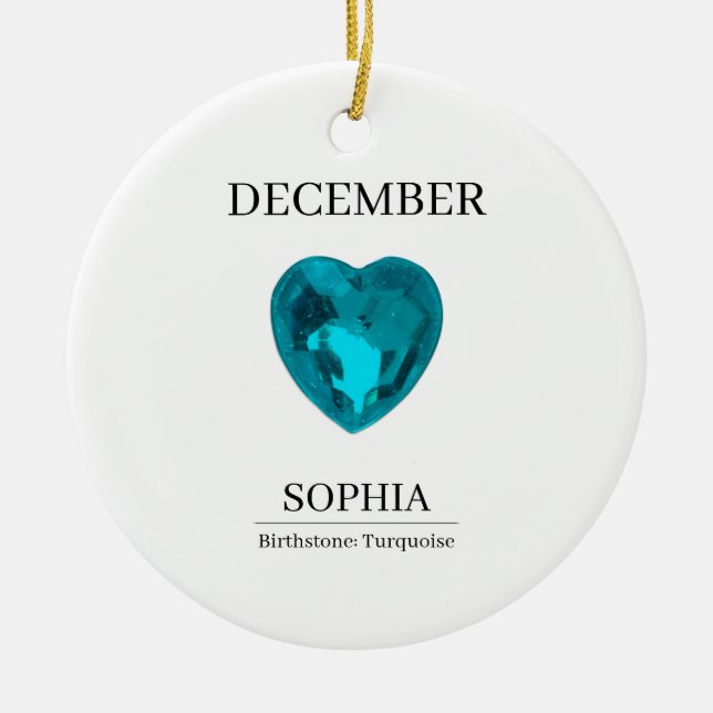 December Turquoise Personalized Birthday  Ceramic Ornament (Front)