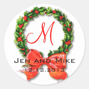 December Wedding Monogram M Sticker