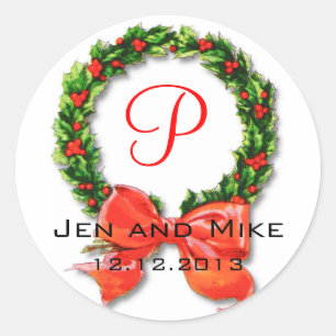 December Wedding Monogram P Sticker
