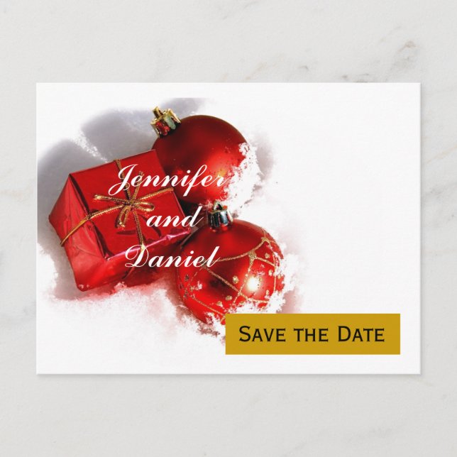 December Wedding Save the Date Announcement Postcard (Front)