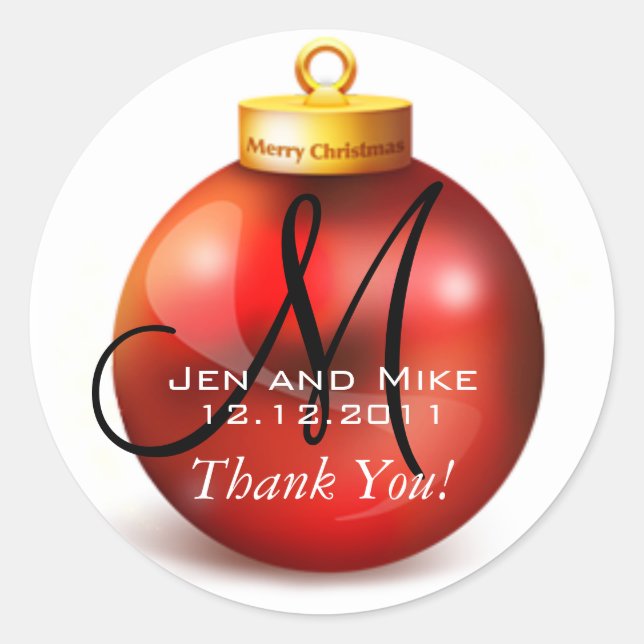 December Wedding Thank You Stickers (Front)