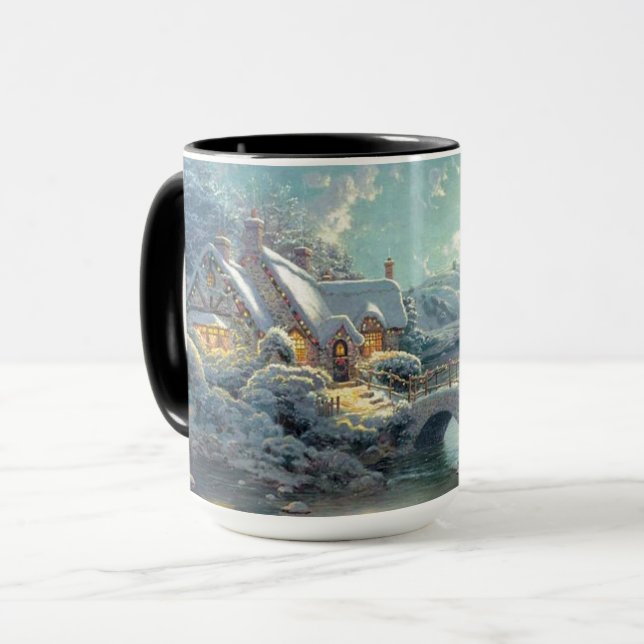 December Winter Snow Scene Seasonal Holiday Mug (Front Left)