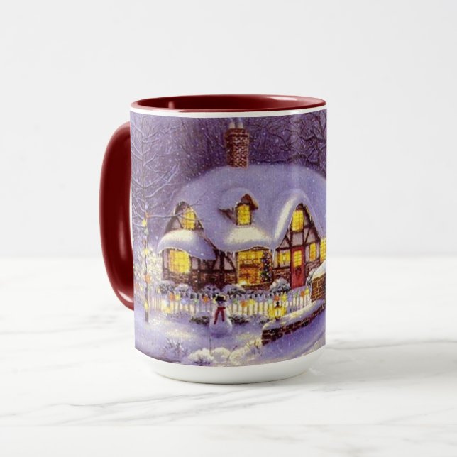 December Winter Snow Scene Seasonal Holiday Mug (Front Left)