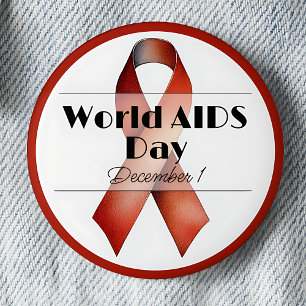 December World AIDS Day Awareness Ribbon 2 Inch Round Button