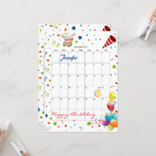 Décembre 2022 Calendrier Bonne Invitation Annivers