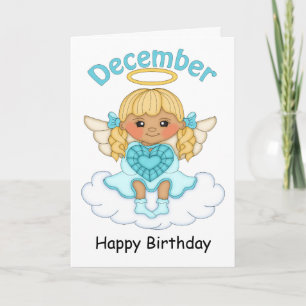 Décembre Birthstone Angel Blonde Carte d'anniversa