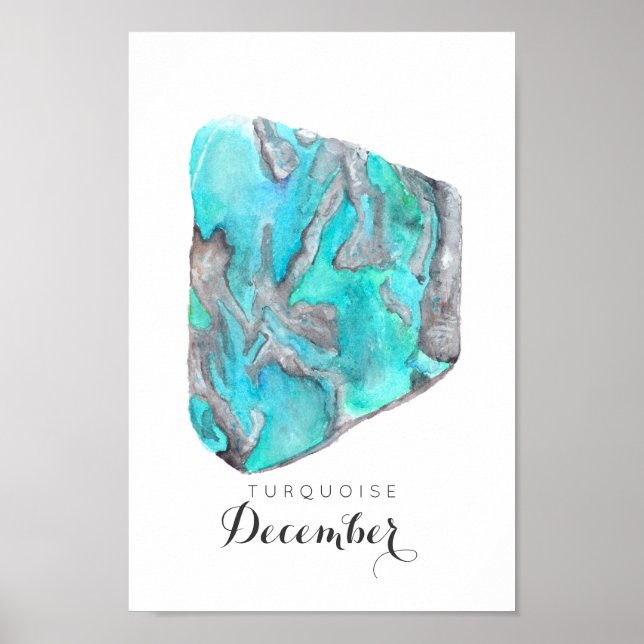Décembre Birthstone Turquoise Aquarelle | Poster (Devant)