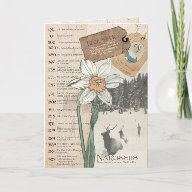Décembre Carte d'anniversaire Narcissus (Devant)