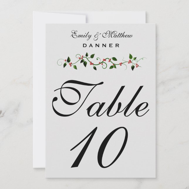Décembre Mariage de vacances Numéro de table 5X7 (Devant)