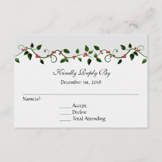 Décembre Mariage Fête RSVP Réponse Carte