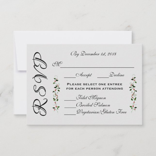 Décembre Mariage Fête RSVP Réponse Menu (Devant)