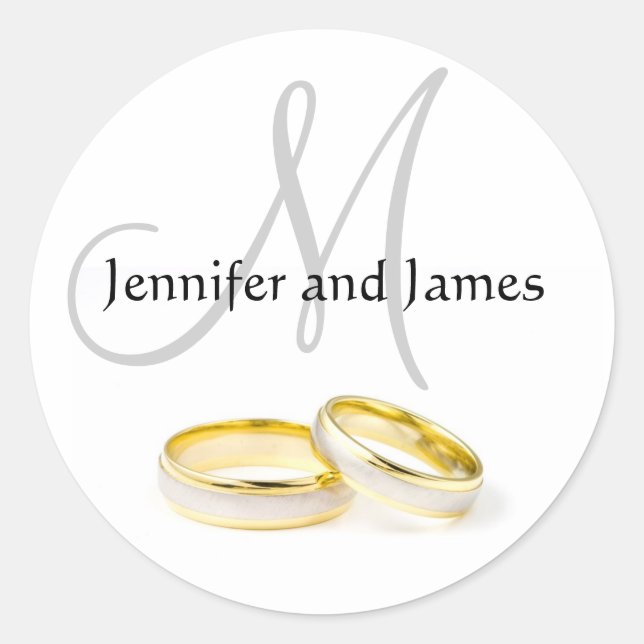 Décembre Mariage Noms Sticker Monogram (Devant)