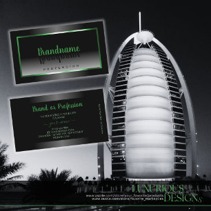 Decent Black and White Ombre Green Frame Elegant  Business Card