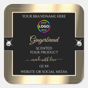 Decent Black Shiny Golden with Logo Product Label