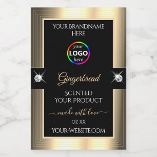 Decent Black Shiny Golden with Logo Product Label