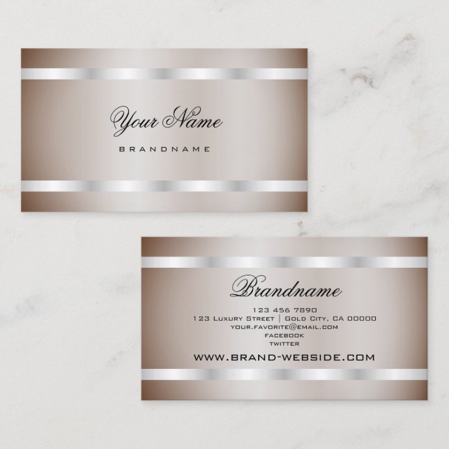 Decent Shimmer Silver Simply Calligraphy Lettering Business Card (Front/Back)