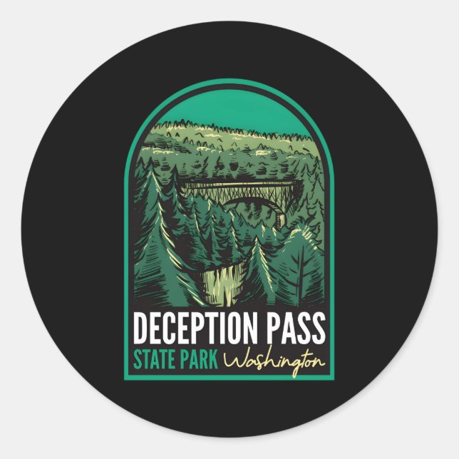 Deception Pass State Park Washington Classic Round Sticker (Front)
